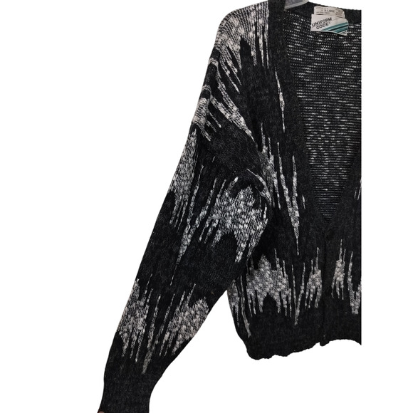 M555) Vintage Uniform Code Men's Fuzzy Black- White Wool Abstract Sweater XL - Picture 2 of 8